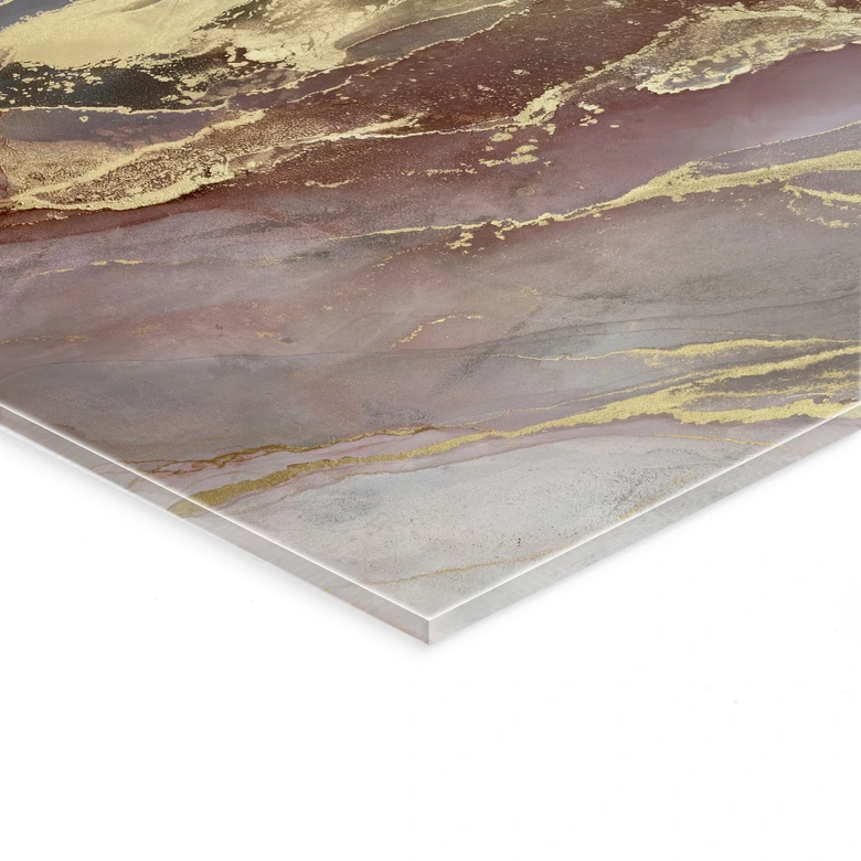 Acrylglasbild Edle Strukturen in Gold und Violett - Shelest 