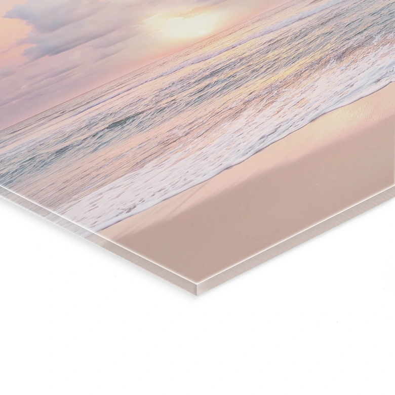 Tableau en verre acrylique Coucher de soleil sur la plage et la mer - Sisi & Seb 