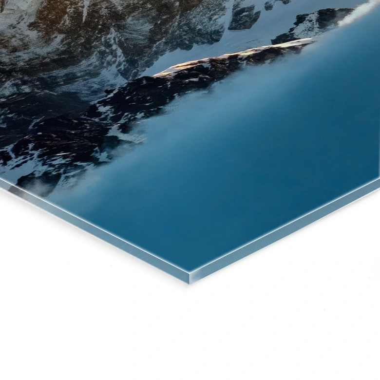 Acrylglasbild Sonnenaufgang über dem schneebedeckten Berg - Annapurna Himal 
