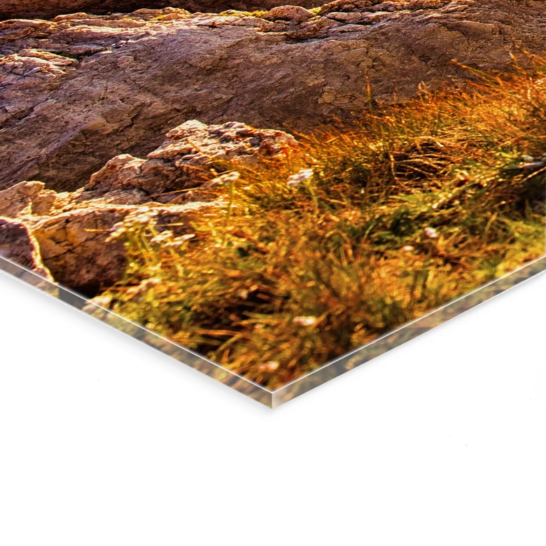 Tableau en verre acrylique Lever de soleil sur les montagnes du Tyrol du Sud 