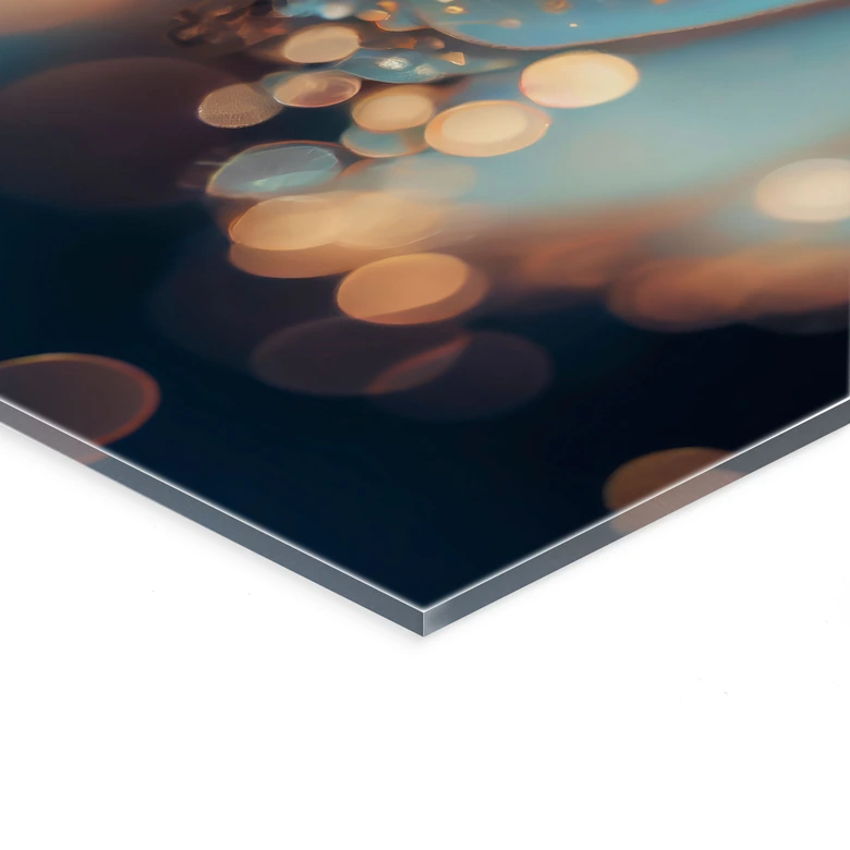 Tableau en verre acrylique Fleur bleue avec gouttes de rosée - Treechild 