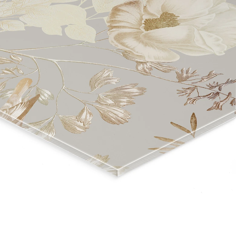 Acrylglasbild Vögel zwischen weißen Blumen - UN Designs 