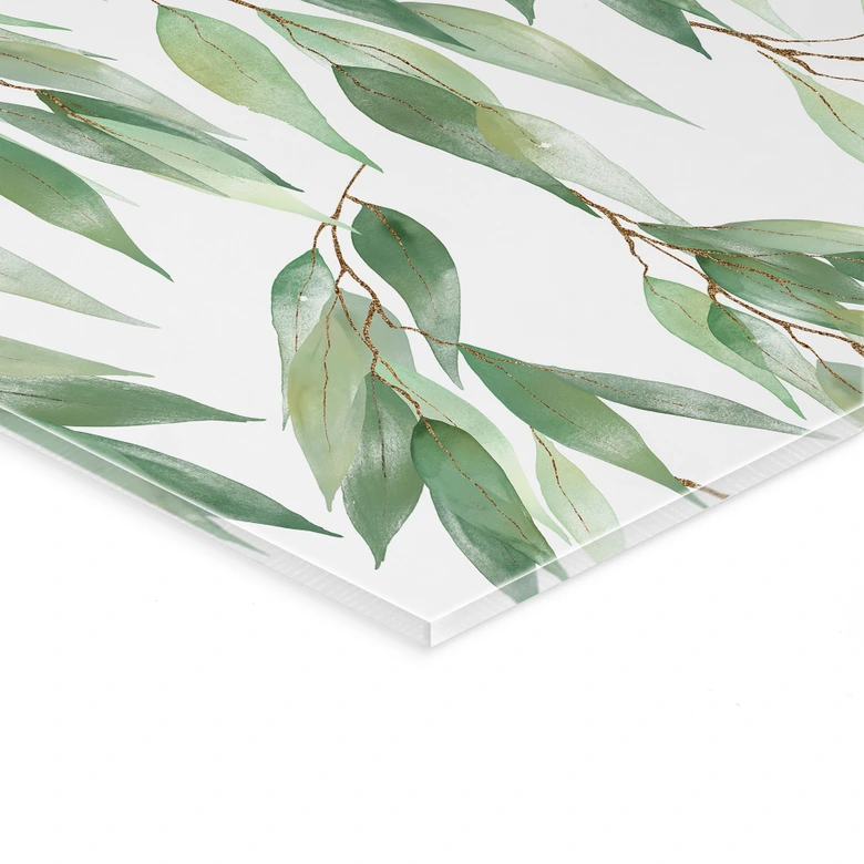 Acrylglasbild Zweige mit grünen Blättern - UN Designs 