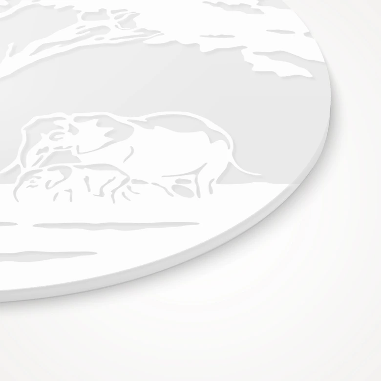 Acrylglasbild, Fensterbild zum Aufhängen Elefanten-Familie in Afrika - Rund 