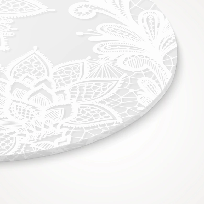 Acrylglasbild, Fensterbild zum Aufhängen Mandala-Blüten in Spitzen-Optik - Rund 