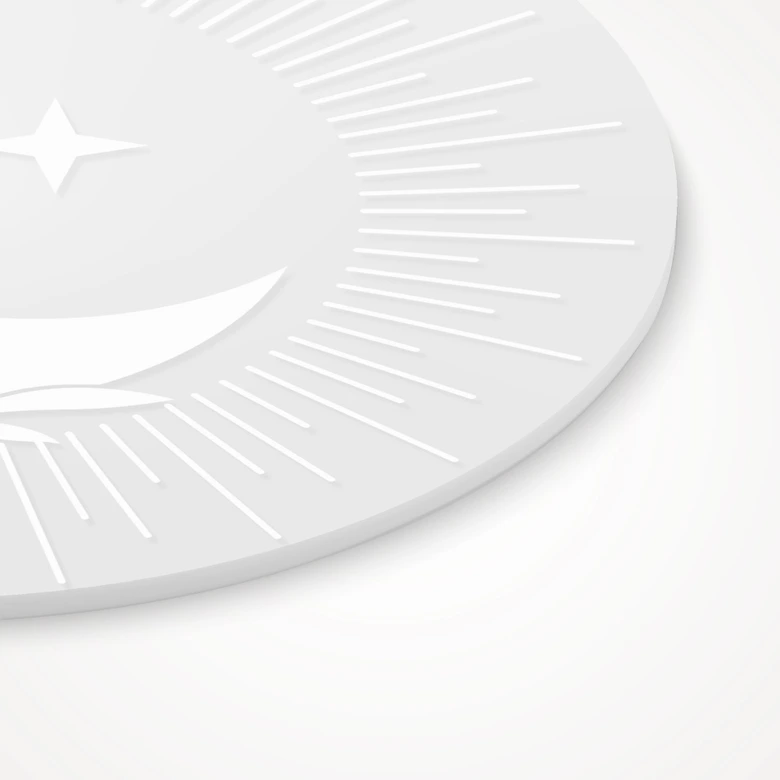 Acrylglasbild, Fensterbild zum Aufhängen Mondsichel mit Strahlenkranz - Rund 