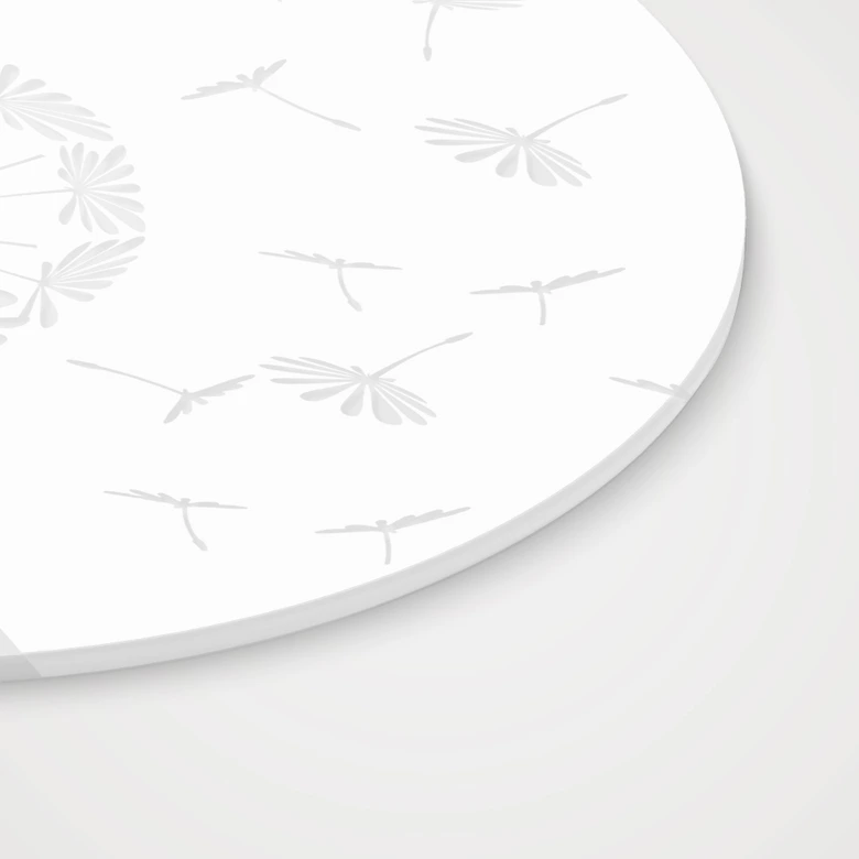 Acrylglasbild, Fensterbild zum Aufhängen Pusteblume im Wind - Rund 