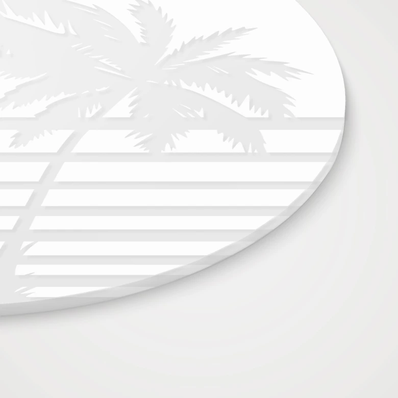 Acrylglasbild, Fensterbild zum Aufhängen Tropische Palmen mit Streifen - Rund 