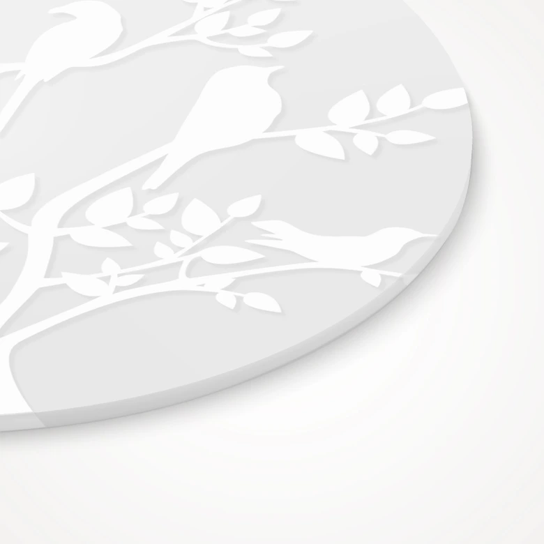 Acrylglasbild, Fensterbild zum Aufhängen Vögel im Baum - Rund 