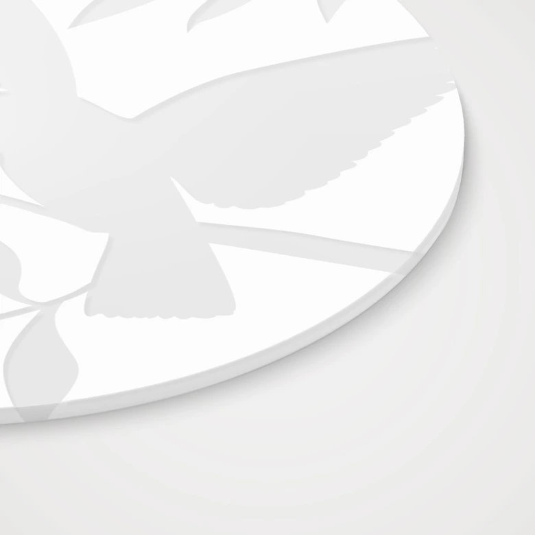 Acrylglasbild, Fensterbild zum Aufhängen Vogel mit Zweigen - Rund 