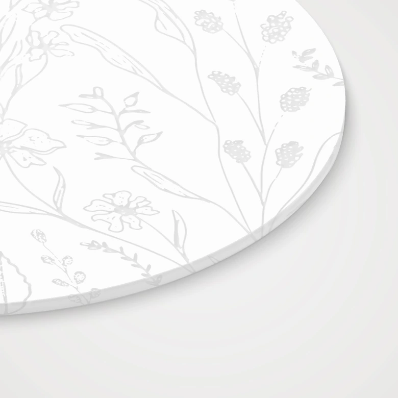 Acrylglasbild, Fensterbild zum Aufhängen Wildblumen im Line Art Stil - Rund 