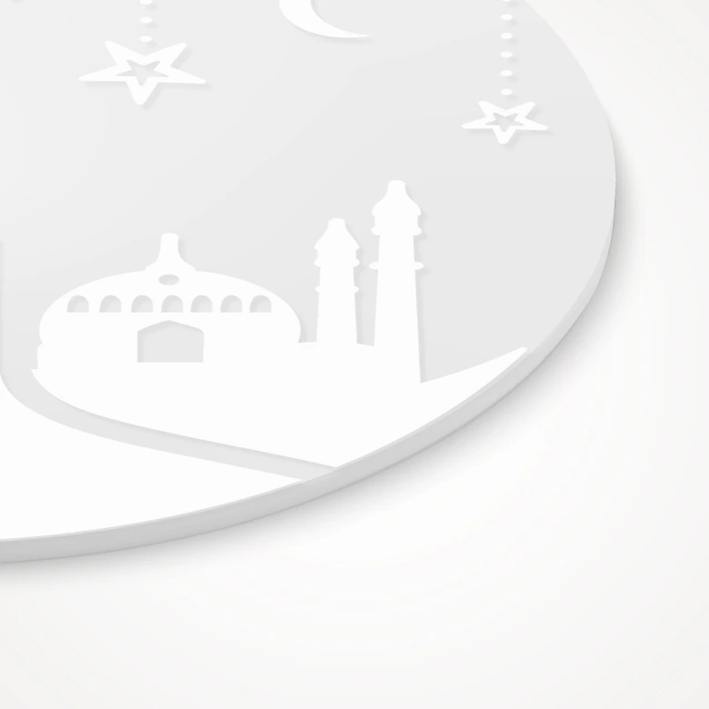 Acrylglasbild, Fensterbild zum Aufhängen Ramadan Kareem - Mondsilhouette - Rund 