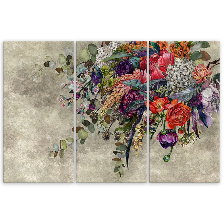Leinwandbild 3 teilig, Blumenstrauß 