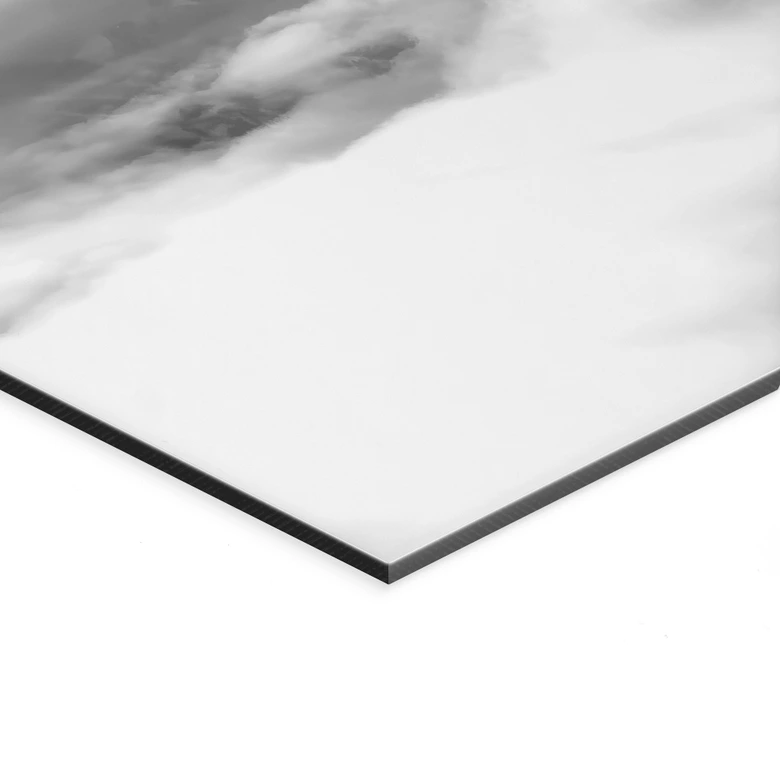 Wandbild Bergspitze über den weißen Wolken - Alu-Dibond 