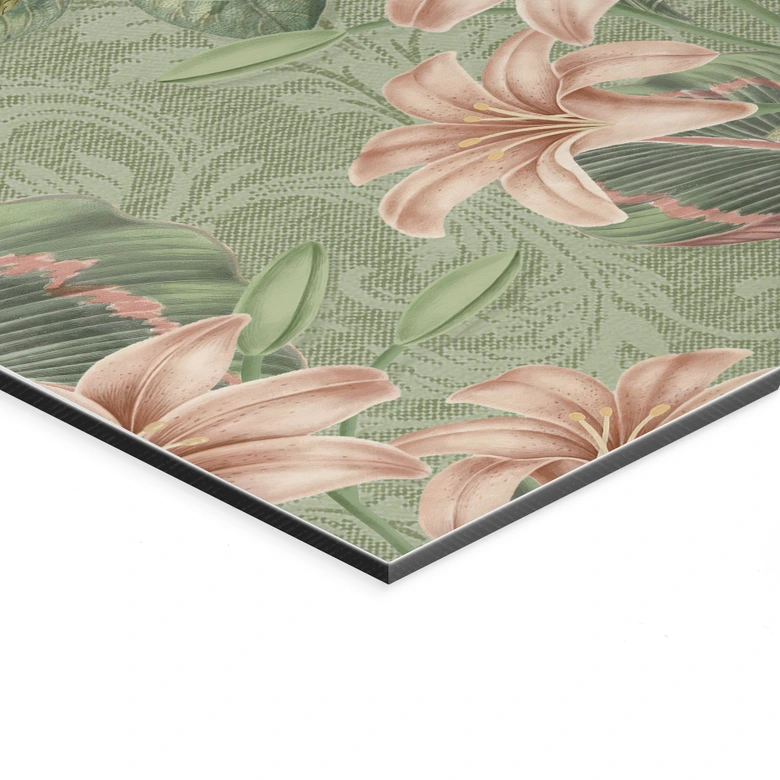 Wandbild Dschungel mit Papageien Grün - Bloomery Decor - Alu-Dibond 
