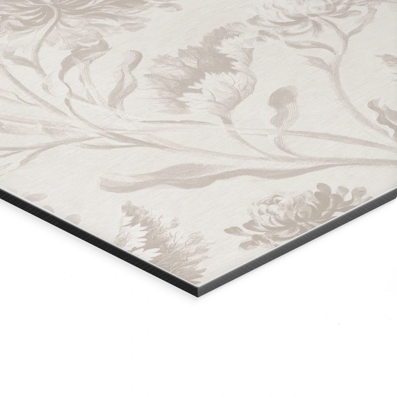 Wandbild Wildblumen in Kreide-Optik Greige - Bloomery Decor - Alu-Dibond 