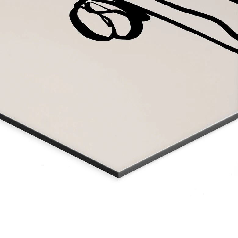 Wanddecoratie Line Art Twee klaprozen - Cats & Dotz - Alu-Dibond 