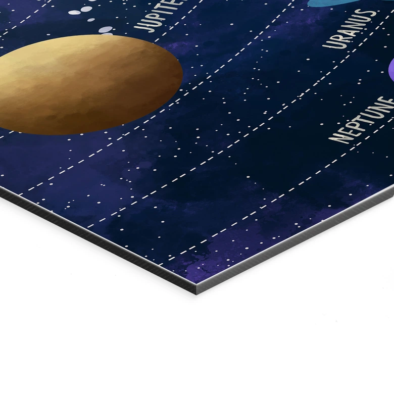 Wandbild Sonnensystem mit Planeten und Sonne - Cats & Dotz - Alu-Dibond 