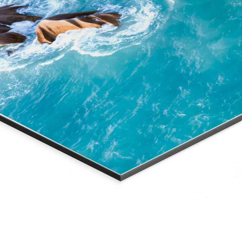 Wandbild Tropische Felsenküste der Seychellen - Colombo - Alu-Dibond 