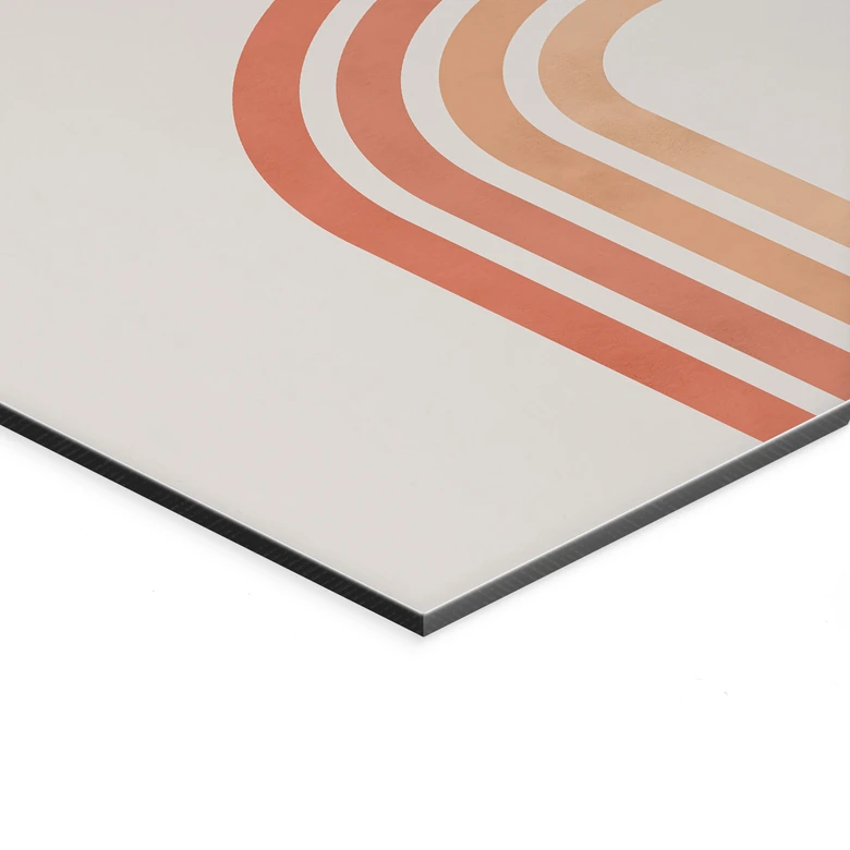 Wandbild Abstrakte Balance - Retro Bögen und Kreise - Costa - Alu-Dibond 