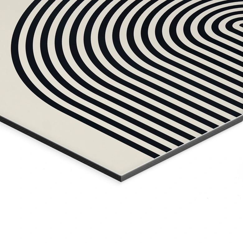 Wanddecoratie Abstracte lijnen en cirkels in harmonie - Costa - Alu-Dibond 