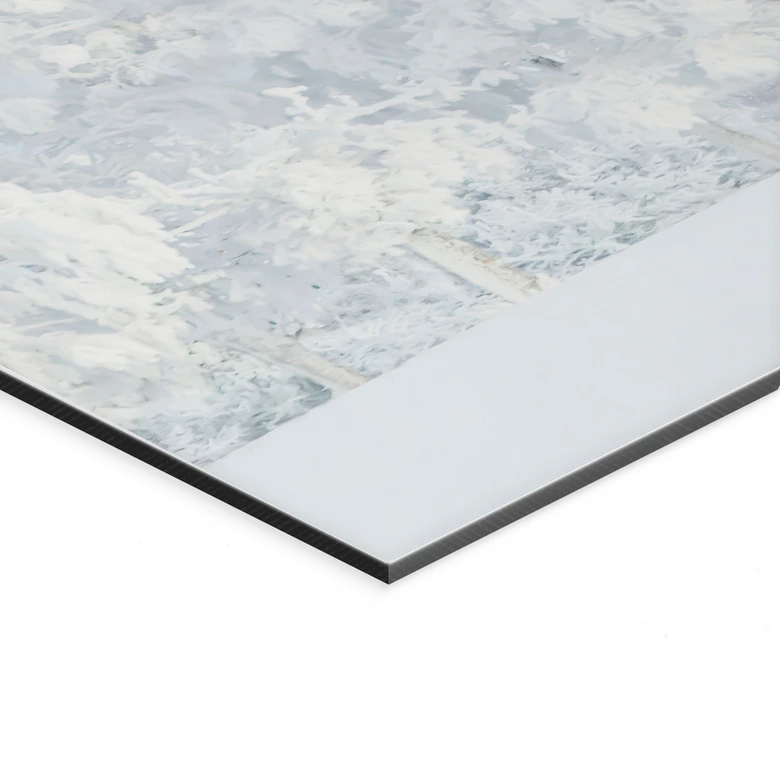 Wandbild Verschneiter Winterwald mit Mond - EMELIEmaria - Alu-Dibond 