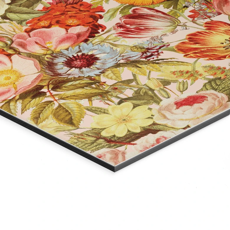 Wandbild Farbenfrohe Blumencollage - Frida Floral Studio - Alu-Dibond 