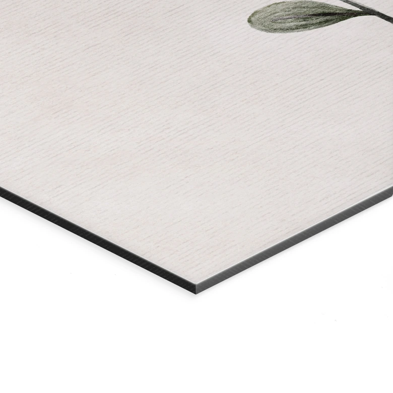 Wandbild Zarte Pflanze mit gelben Blüten - Goed Blauw - Alu-Dibond 