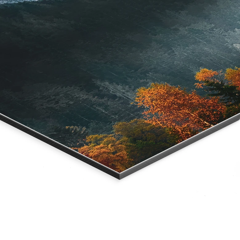 Wandbild Herbstliche Landschaft am Gipfel Triglav in den Julischen Alpen - Alu-Dibond 