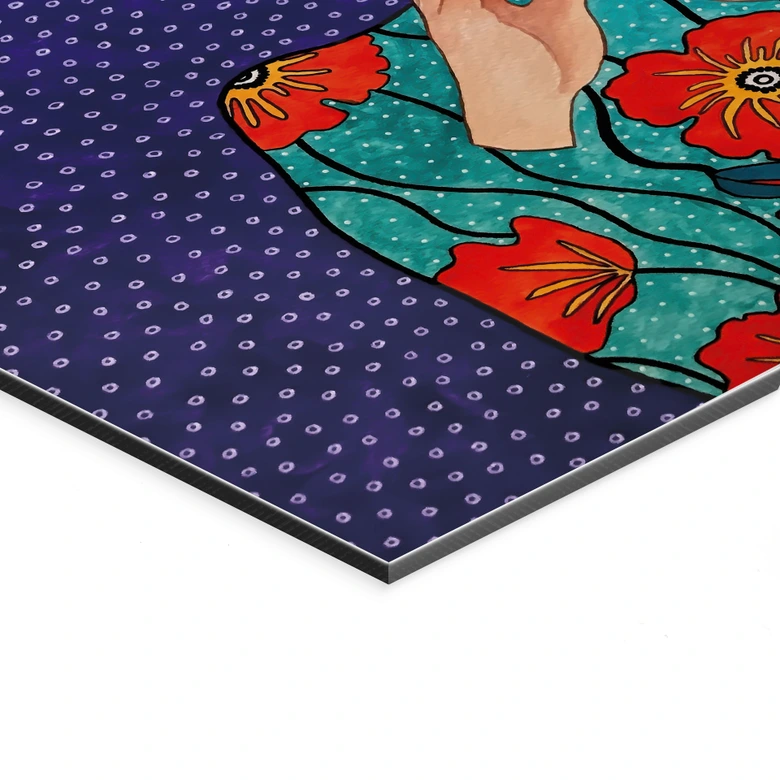 Wandbild Frau im Mohnblumenkleid - Alu-Dibond - Hülya 