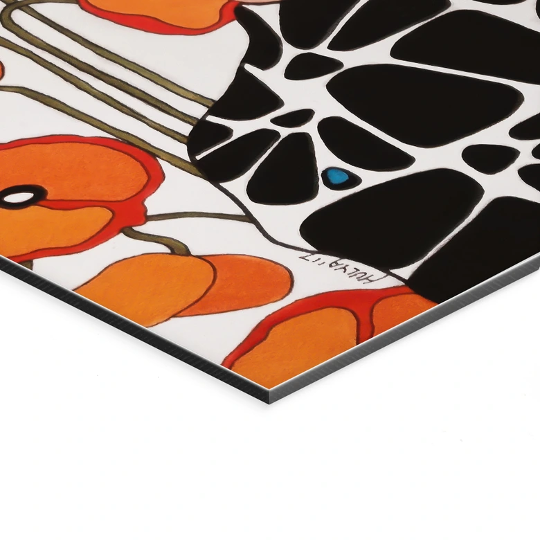 Wandbild Frau mit Retro-Mohnblumen - Hülya - Alu-Dibond 