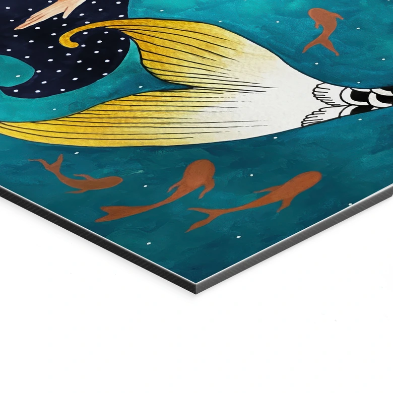 Wandbild Meerjungfrau im roten Mondlicht - Hülya - Alu-Dibond 