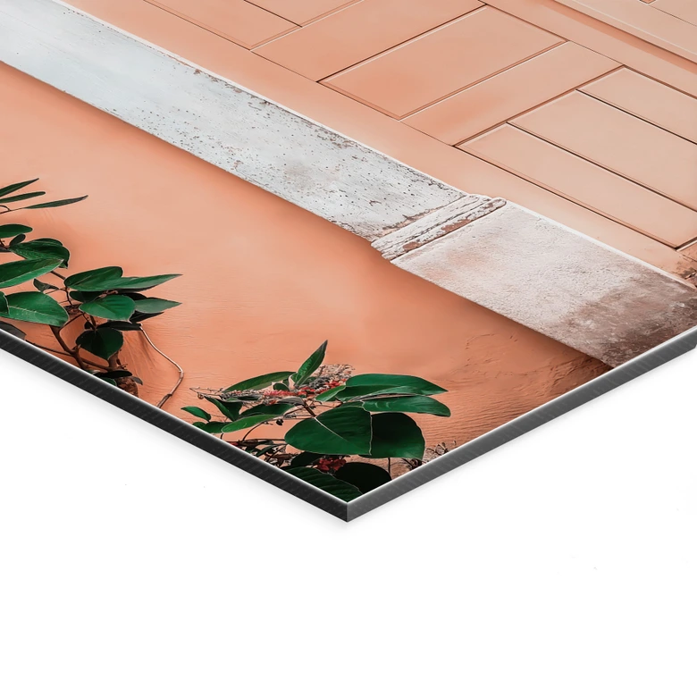 Wandbild Pfirsichfarbene Fassade in Südamerika - Hugonnard - Alu-Dibond 