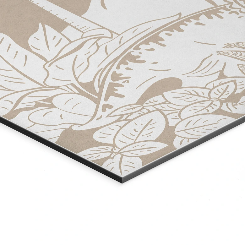 Wandbild Dinosaurier im wilden Dschungel - Braun - Kikki Belle - Alu-Dibond 