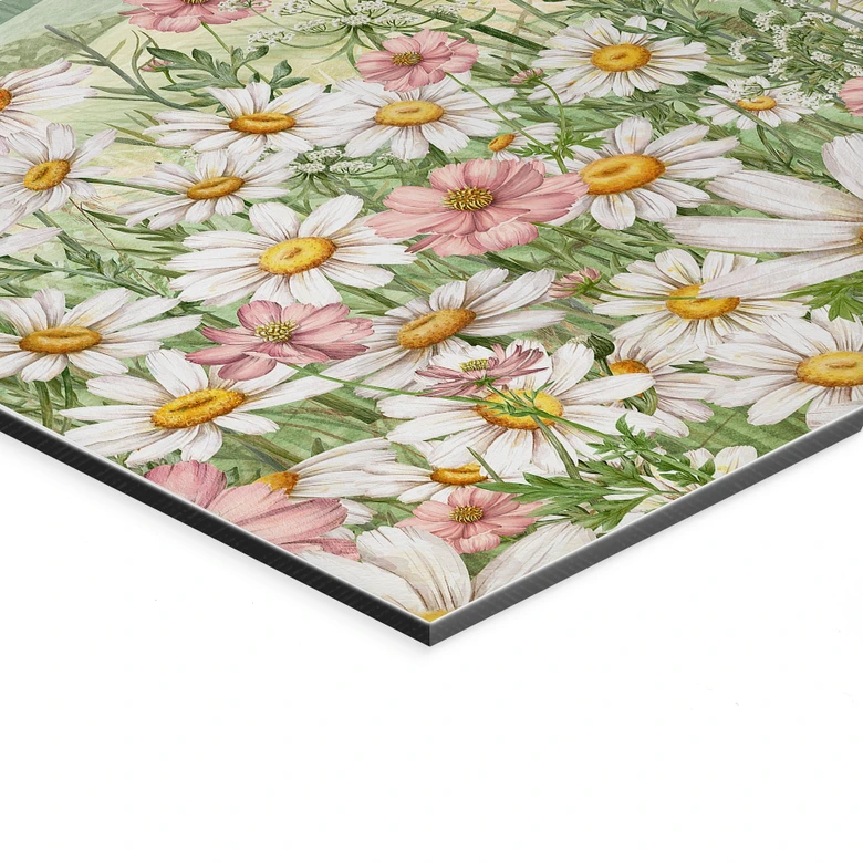 Wandbild Pferde auf der Blumenwiese - Kikki Belle - Alu-Dibond 