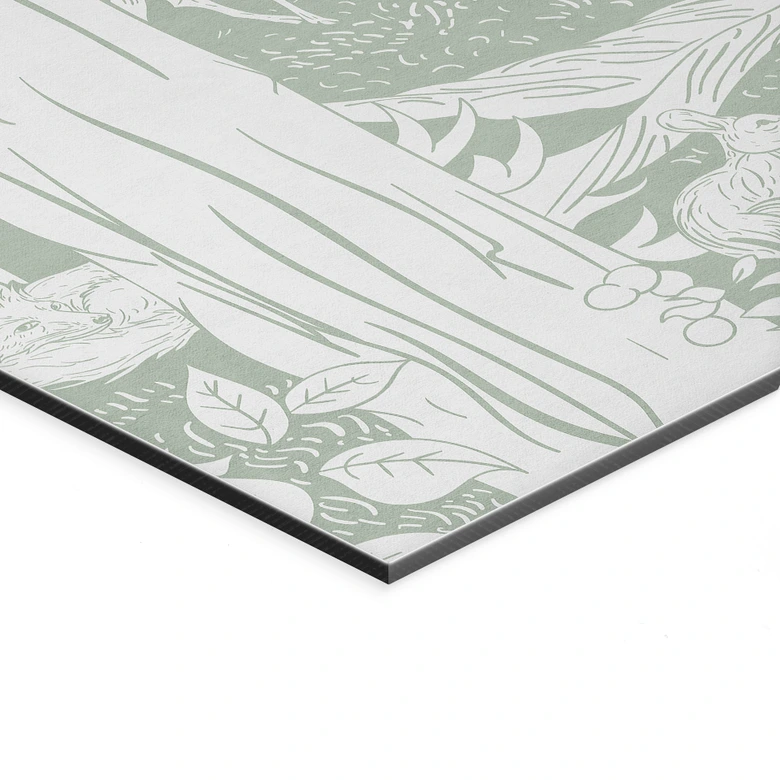 Wandbild Waldidylle in Grün - Oase für Wildtiere - Kikki Belle - Alu-Dibond 