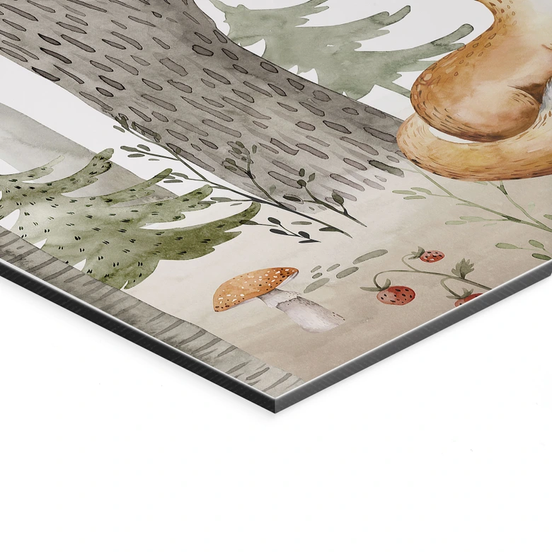 Wandbild Abenteuer mit Waldtieren - Kvilis - Alu-Dibond 