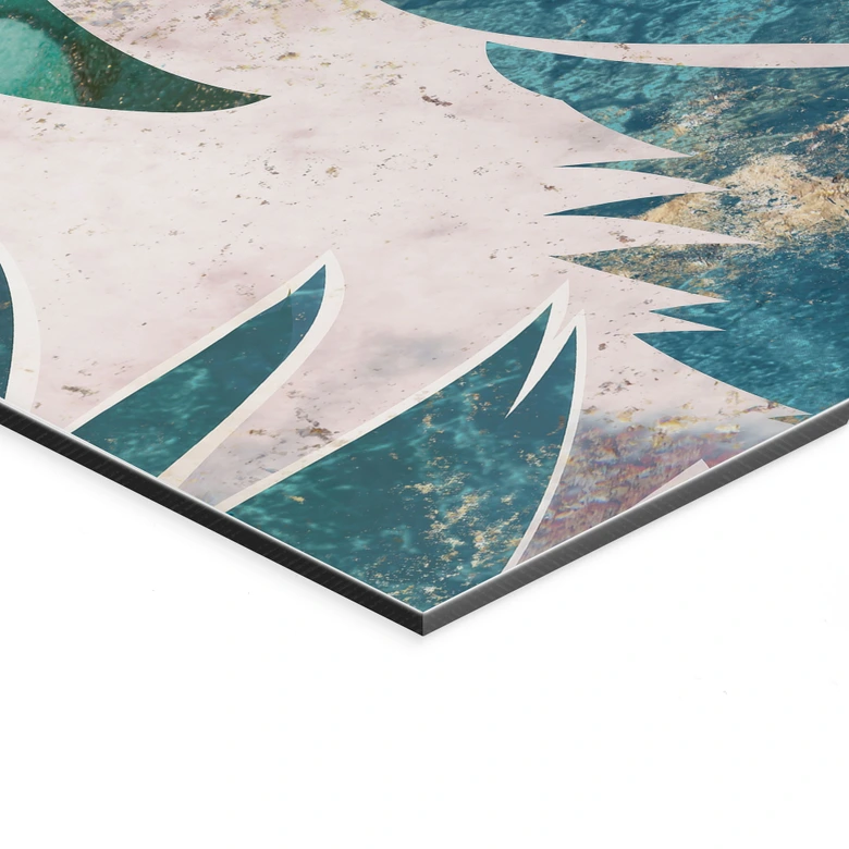 Wandbild Exotische Palmenblätter in Gold-grün - Manovski - Alu-Dibond 