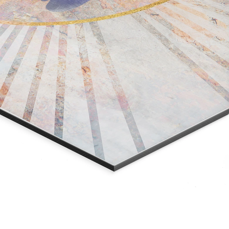 Wandbild Lotussitz - Meditation im goldenen Licht - Manovski - Alu-Dibond 