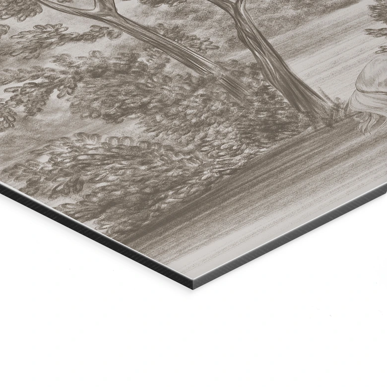 Wandbild Landschaft mit Gartenlandschaft in Beige - Ms Tiff - Alu-Dibond 
