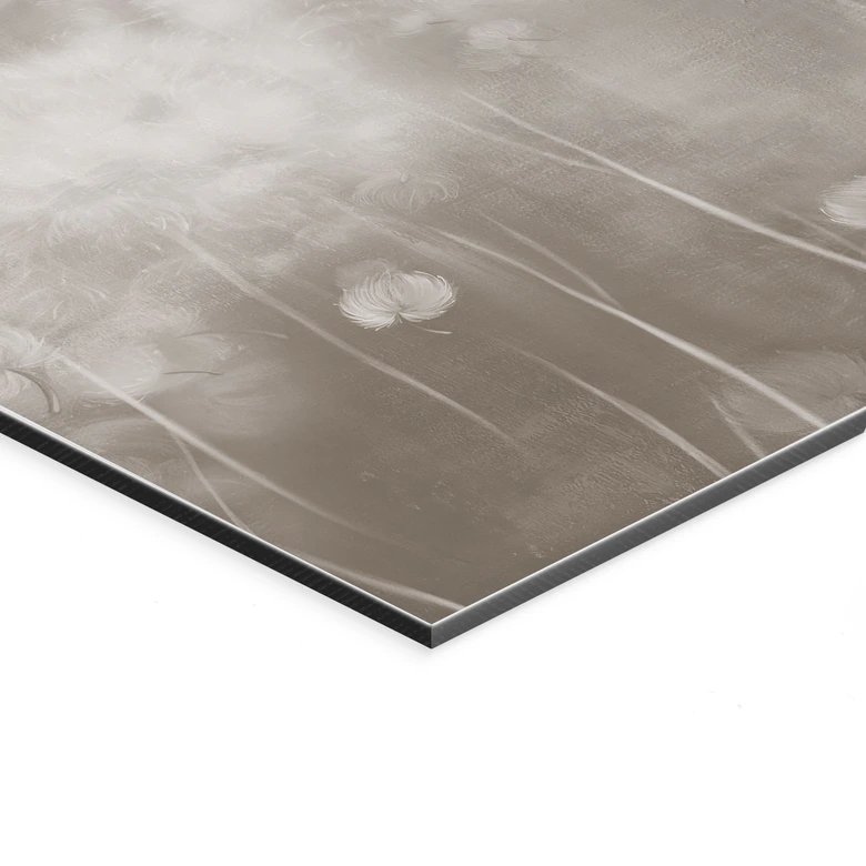 Wanddecoratie Paardenbloemen Droom in Beige - Ms Tiff - Alu-Dibond 