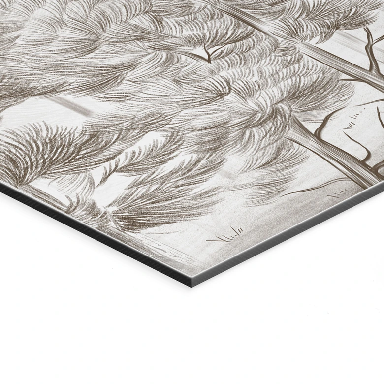 Wandbild Wald mit Waldlandschaft in Beige - Ms Tiff - Alu-Dibond 