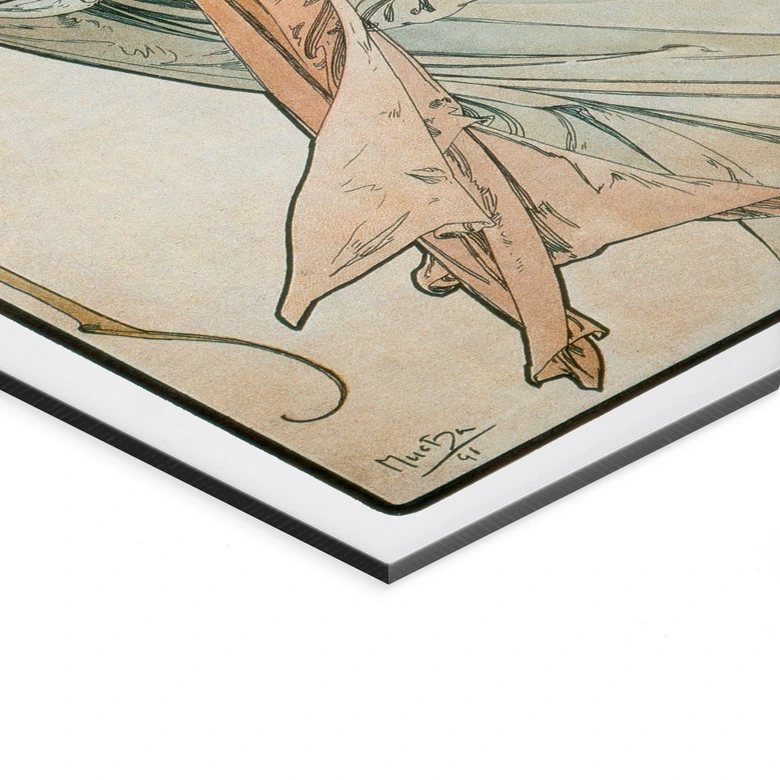 Wandbild Mucha - Vier Künste: Die Poesie - Alu-Dibond 