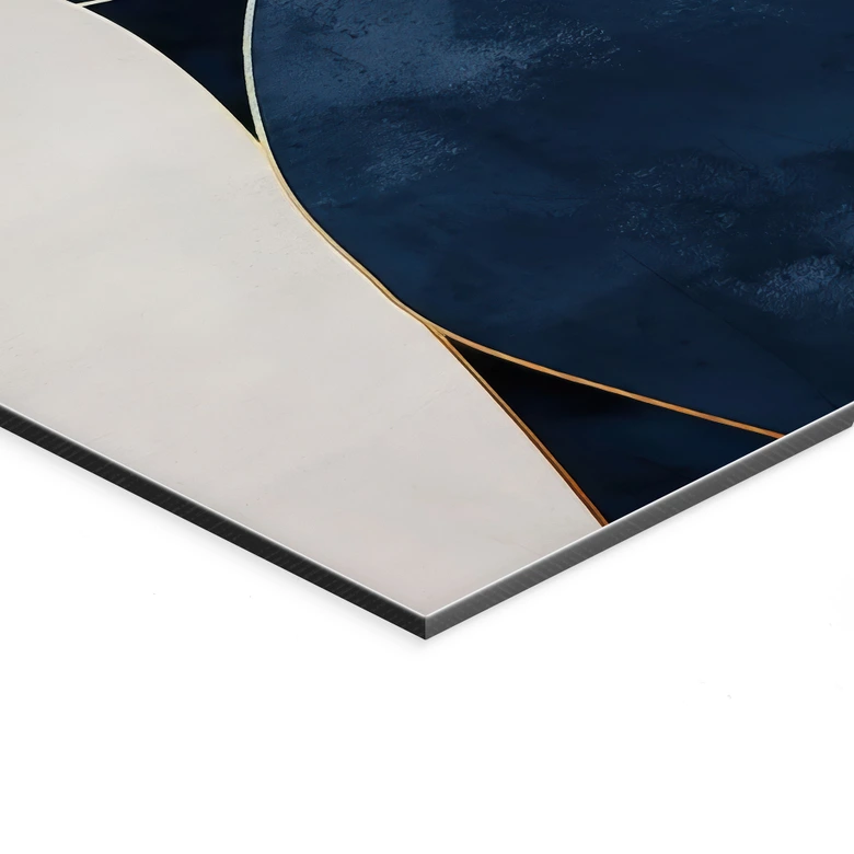 Wandbild Geometrische Balance in Blau und Weiß - Paksoylu - Alu-Dibond 