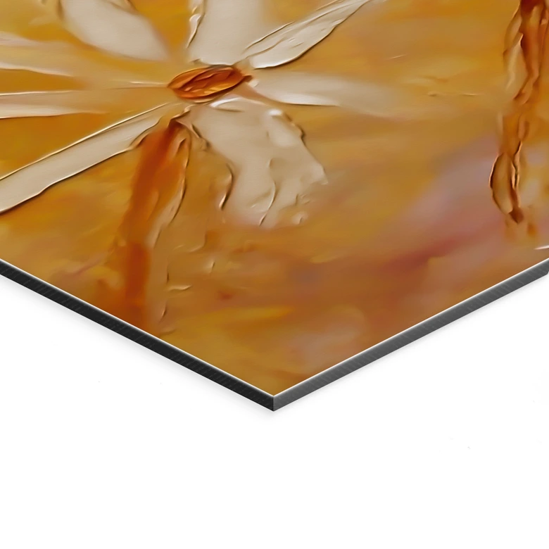 Wandbild Goldener Blütenrausch | Blumen Gemälde - Pomata - Alu-Dibond 