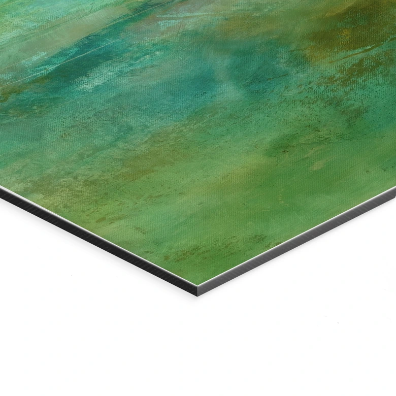 Tableaux Horizon abstrait vert citron - Schmucker - Alu-Dibond 