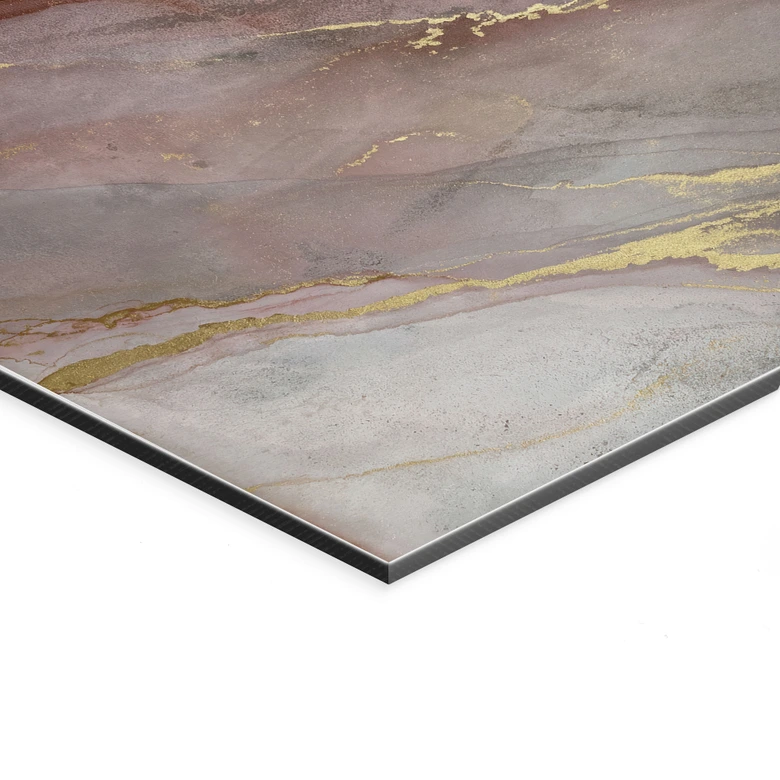 Wandbild Edle Strukturen in Gold und Violett - Shelest - Alu-Dibond 
