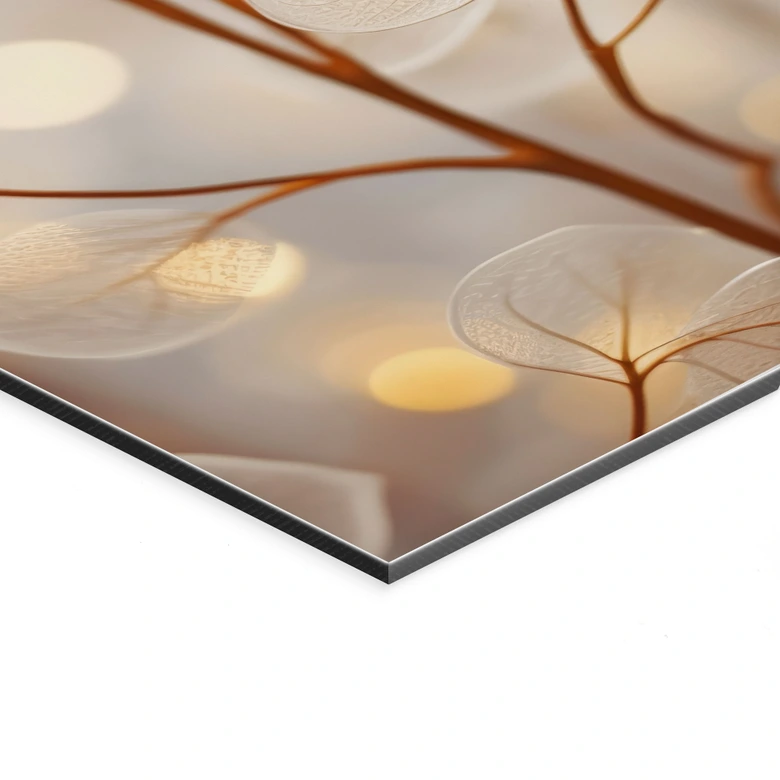 Wandbild Filigrane Blätter Beige - Alu-Dibond - Treechild 