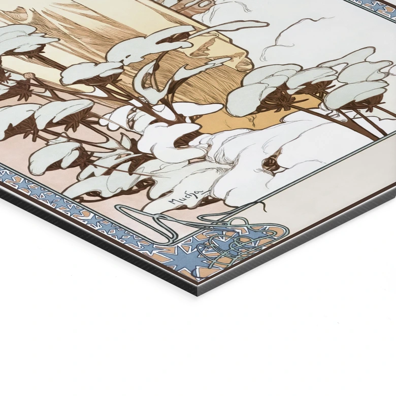 Wandbild Jahreszeiten: Der Winter 1900 - Mucha - Alu-Dibond Panorama 