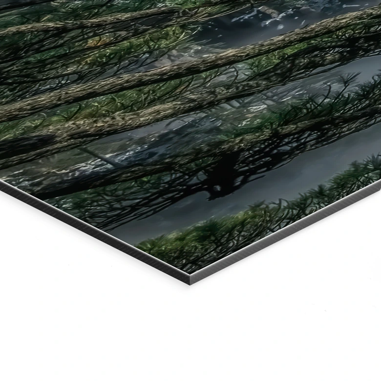 Muurschildering Dennenbos in het Huang Shan-gebergte - NingYun Ye - Panorama - Aluminium dibond 